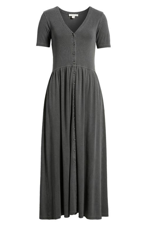 Shop Treasure & Bond Button Front Rib Dress In Grey Pavement