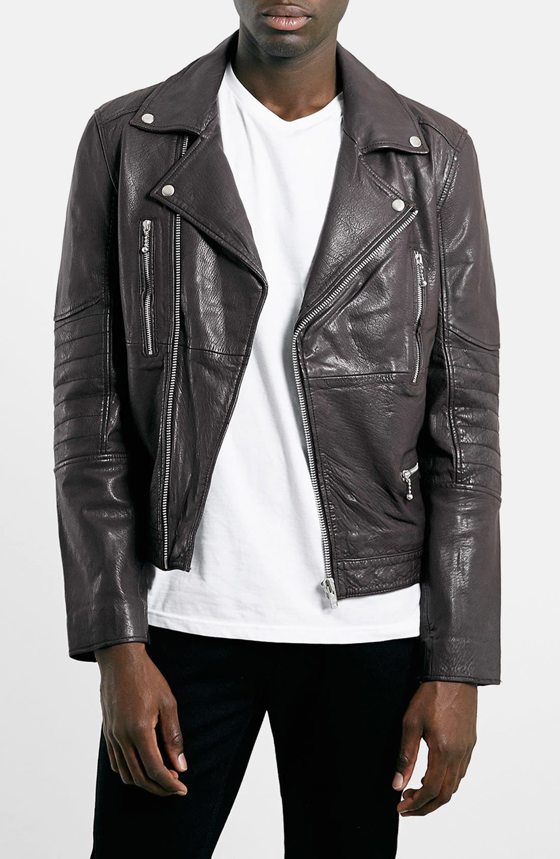 Topman Leather Biker Jacket Nordstrom
