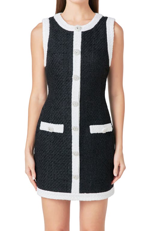 Endless Rose Sleeveless Tweed Minidress In Black/white