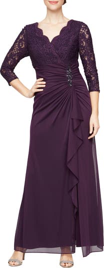 Alex Evenings Sequin Embroidery Empire Waist Gown | Nordstrom