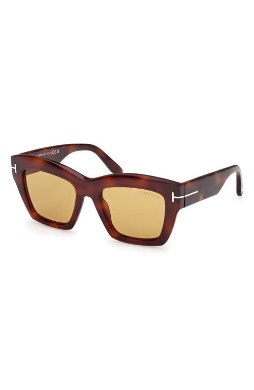 Shop Tom Ford Luna 52mm Butterfly Sunglasses In Shiny Classic Havana/brown