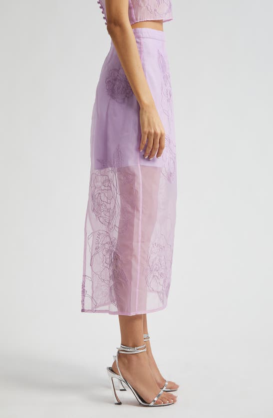 Shop Cinq À Sept Etta Floral Embroidered Maxi Skirt In Lilac