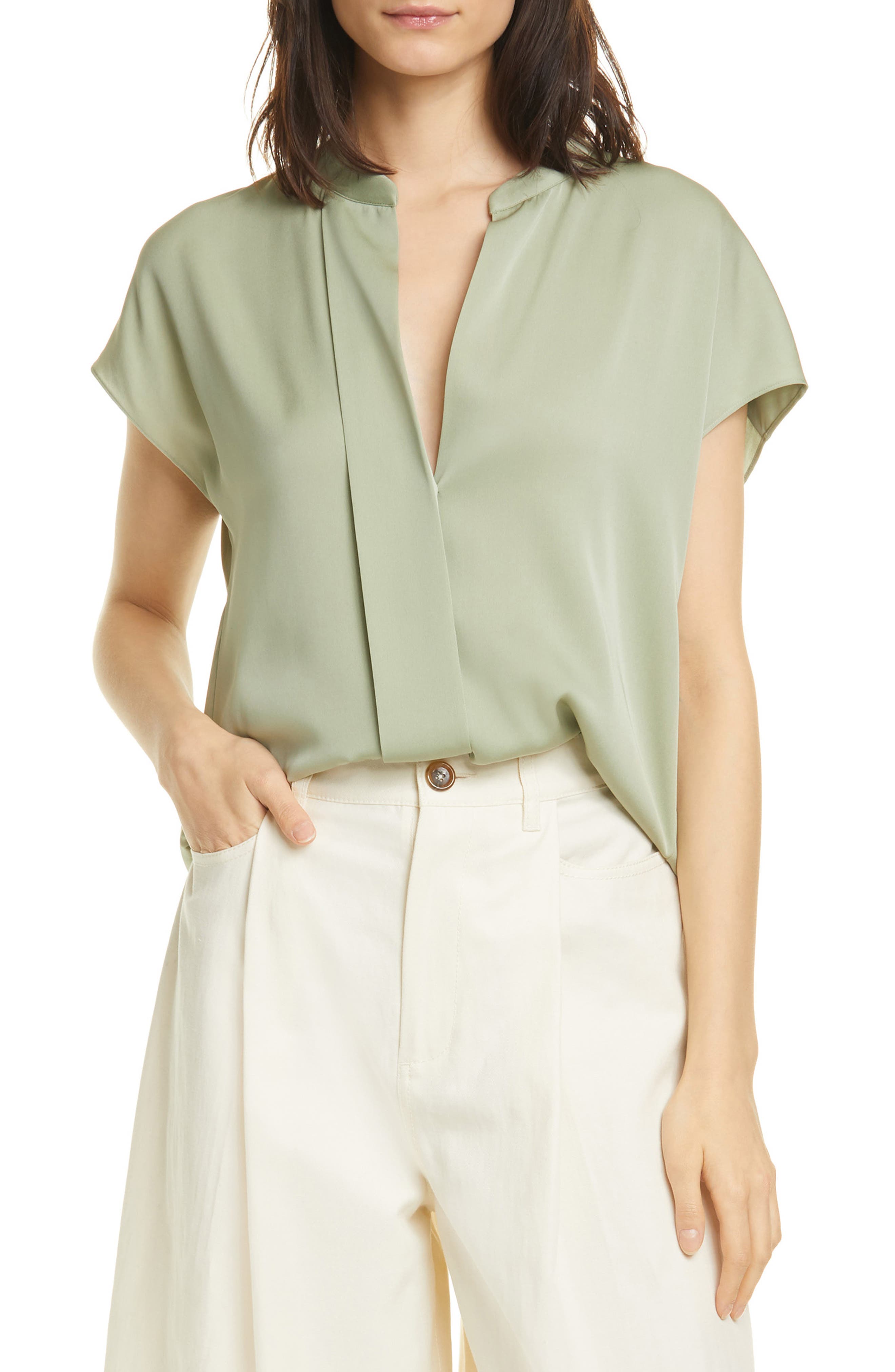 Vince Cap Sleeve Silk Blend Blouse Nordstrom Rack