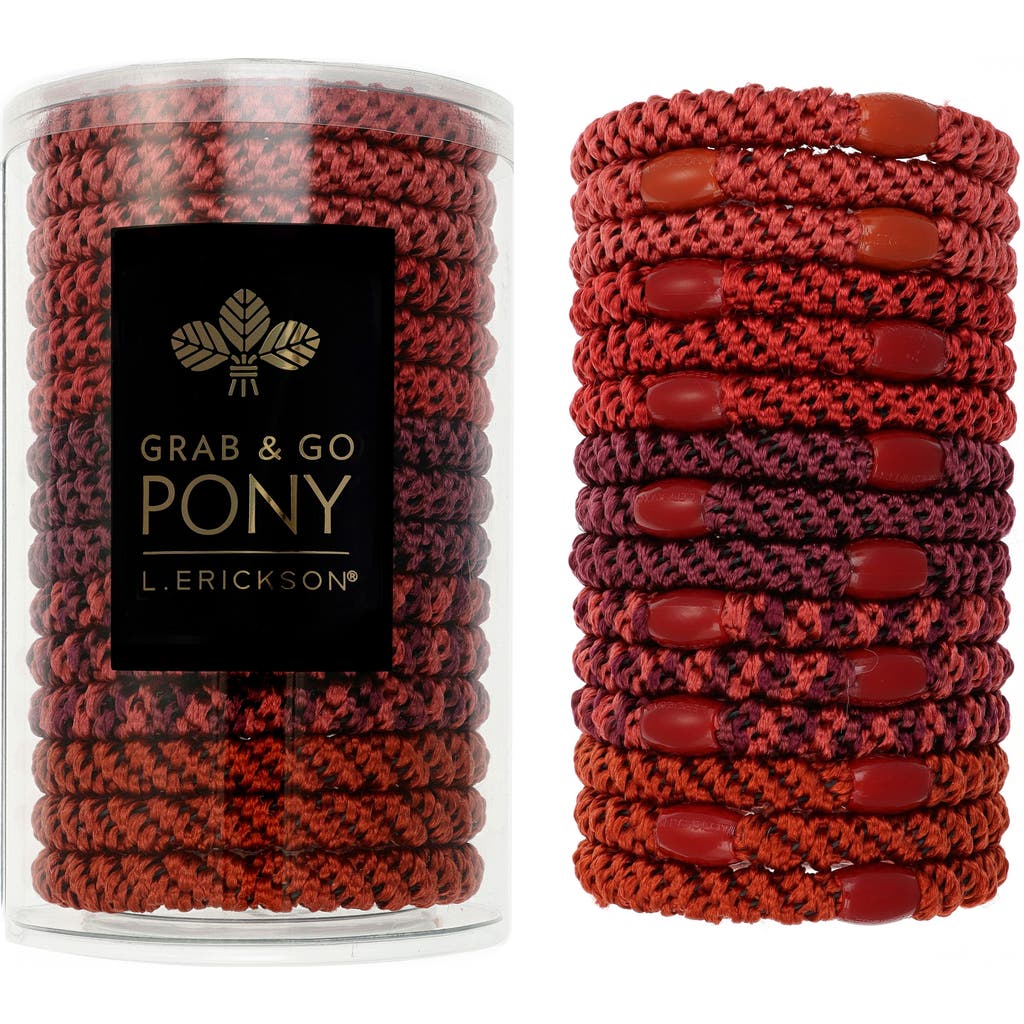 L. Erickson Grab & Go 15-Pack Braided Ponytail Holders in Pomegranate