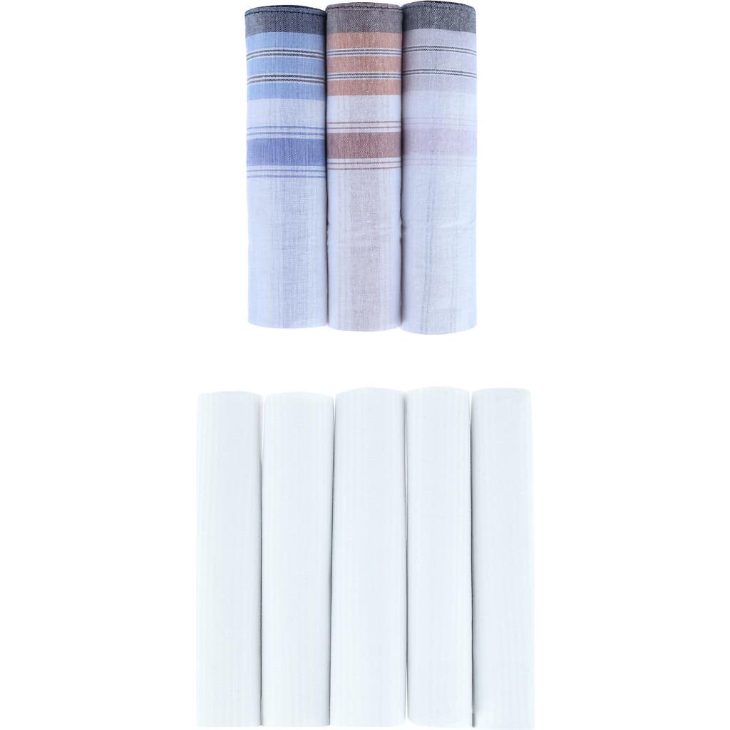 Trafalgar Premium 5 Pack And Checked 3 Pack Cotton Handkerchiefs Set In Multi Color