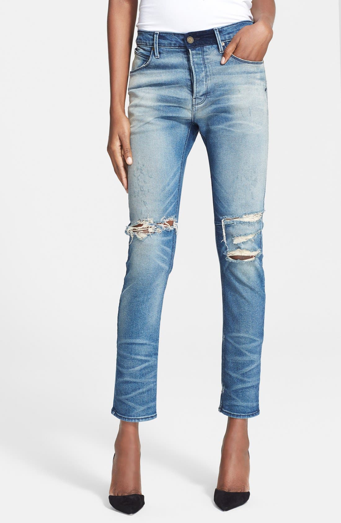 RtA Destroyed Boyfriend Jeans (Exploded Blue) Nordstrom