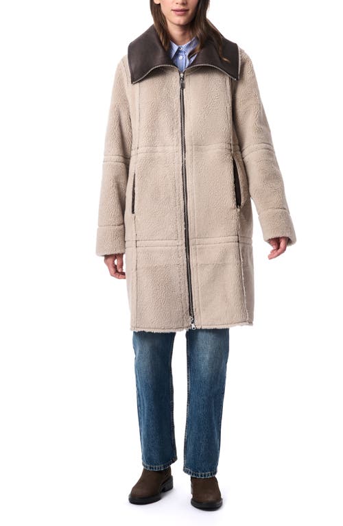 BERNARDO BERNARDO FAUX LEATHER & FAUX FUR REVERSIBLE COAT 