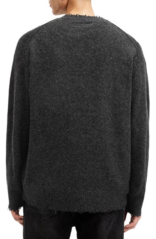 Shop Allsaints Luka Distressed Crewneck Sweater In Cinder Black Marl