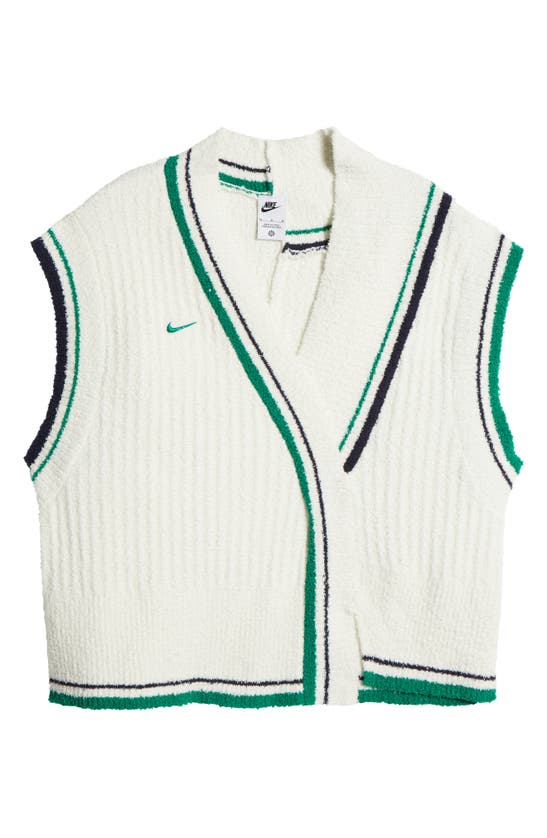Shop Nike Sportswear Collection Stripe Trim Sweater Vest In Sail/ Obsidian