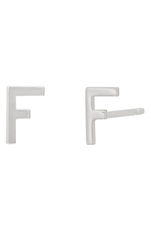 Large Initial Stud Earrings in 14K White Gold-F