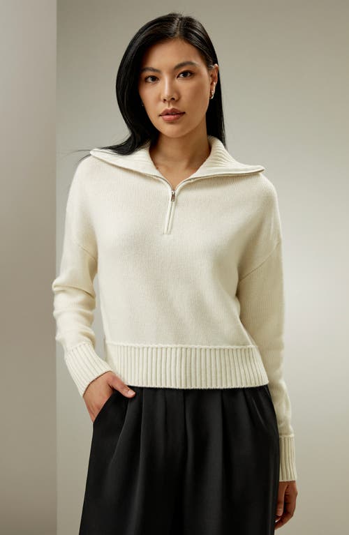 Lilysilk Relaxed Fit Wool-cashmere Blend Sweater For Women In White