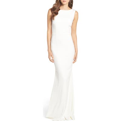 Katie May Vionnet Drape Back Crepe Gown, Ivory