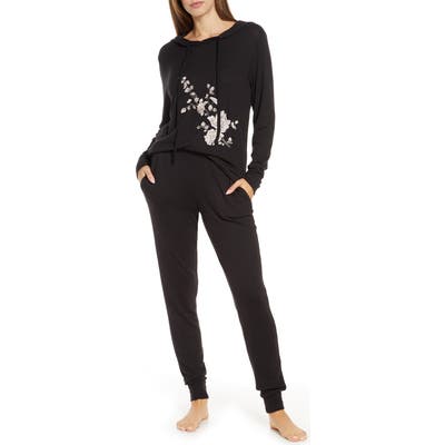 Flora Nikrooz Hooded Pajamas, Black