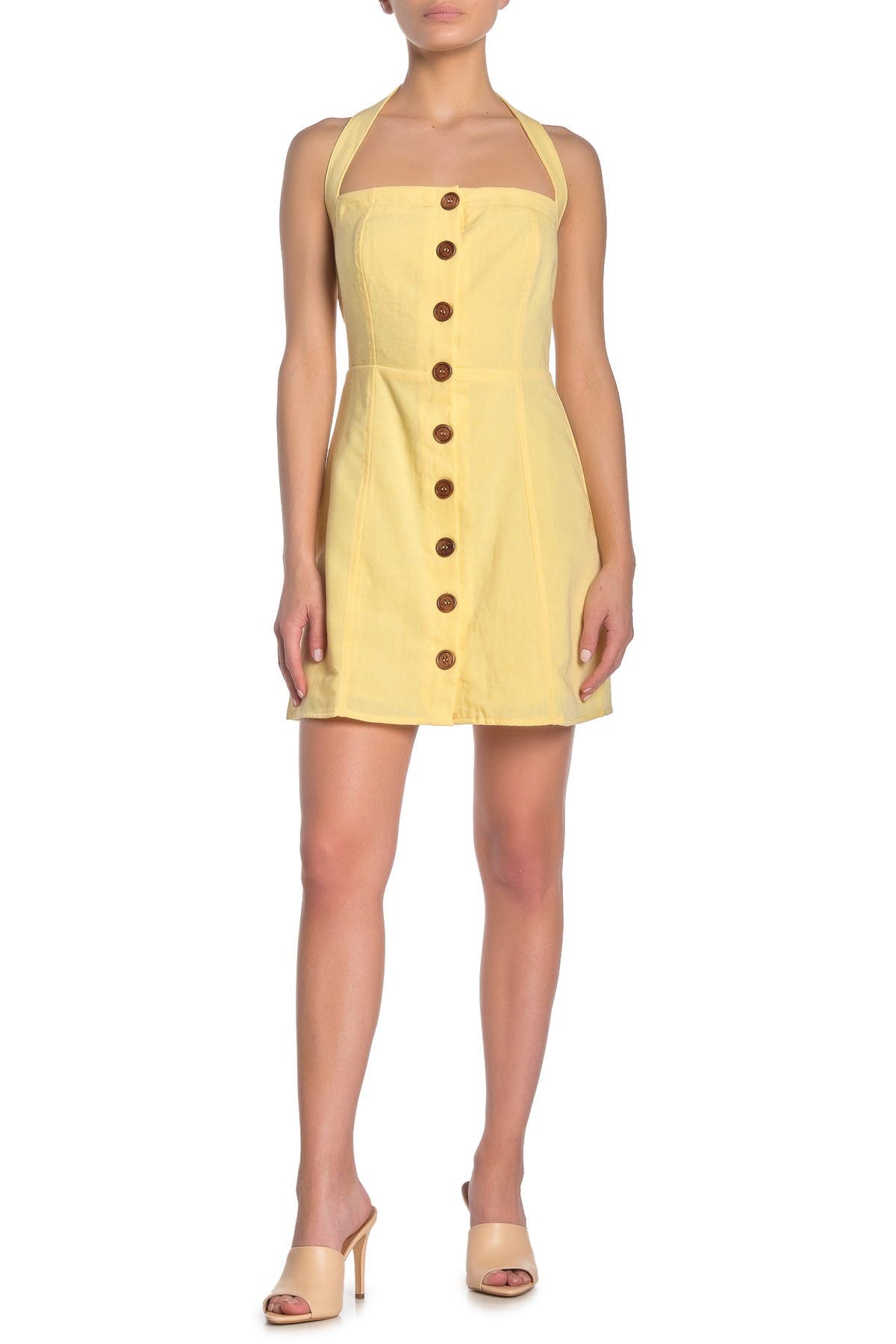 button front mini dress