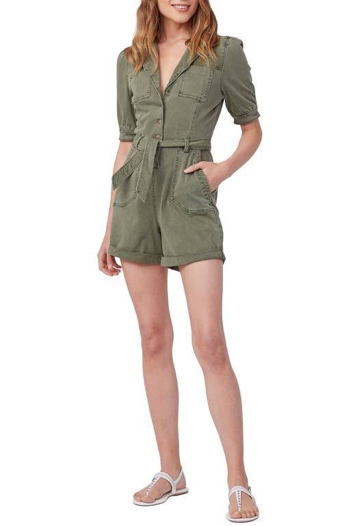 PAIGE Mayslie Twill Romper in Vintage Ivy Green at Nordstrom, Size 14