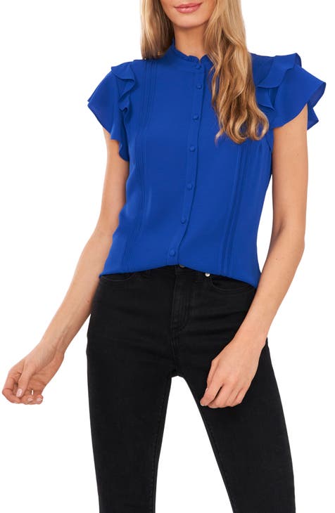 Atelier Fitted Ribbed Ruffle Neck Top