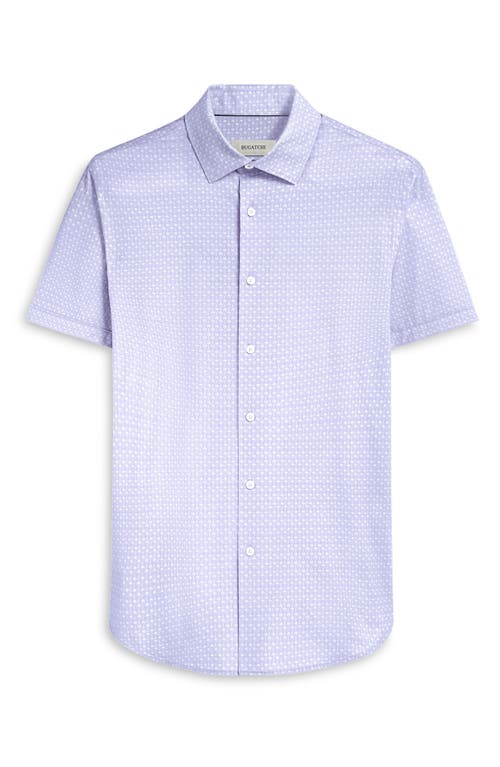 Shop Bugatchi Miles Ooohcotton® Palm Print Short Sleeve Button-up Shirt In Lilac