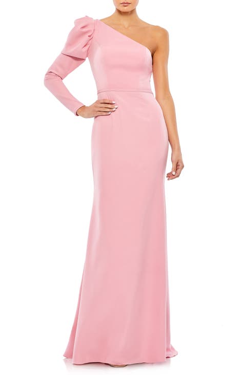 One-Shoulder Long Sleeve Gown