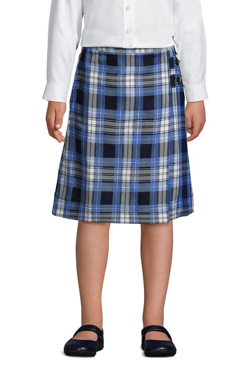 Shop Lands' End School Uniform Girls Slim Plaid A-line Skirt Below The Knee In Clear Blue Plaid