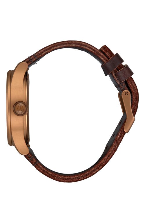 Nixon The Sentry Leather Strap Watch, 42mm In Bronze/black