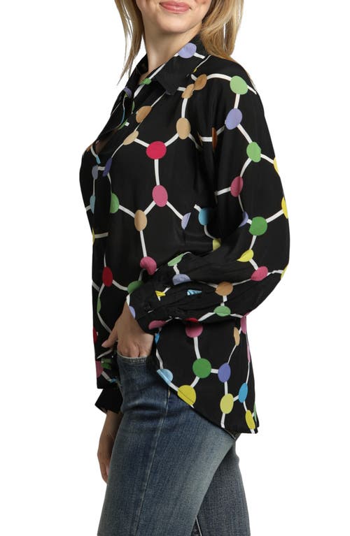 Shop Apny Print Split Neck Chiffon Tunic Top In Black Multi