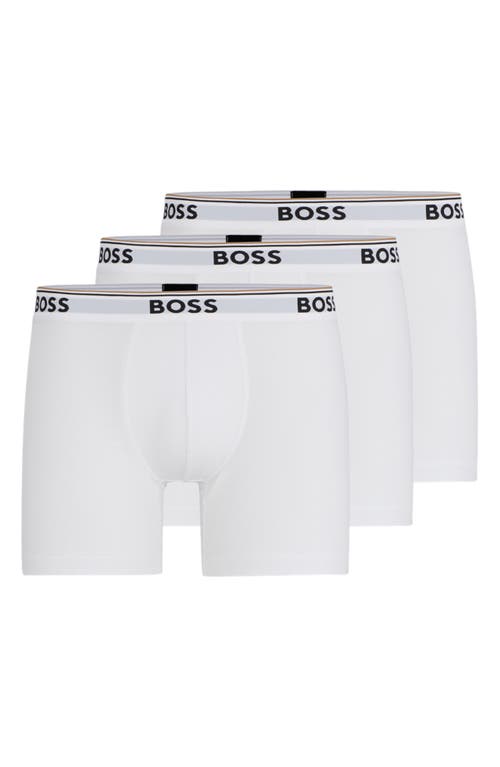 Hugo Boss Boss 3-pack Power Stretch Cotton Boxer Briefs In White
