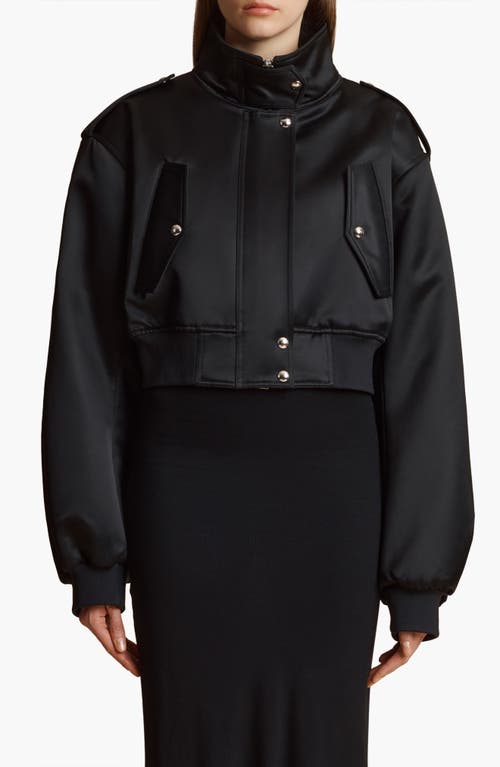 Shop Khaite Kember Satin Crop Jacket In Black