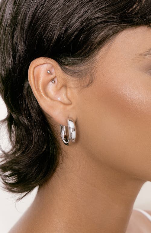 Ettika Small Thick Classic Hoop Earrings In Rhodium