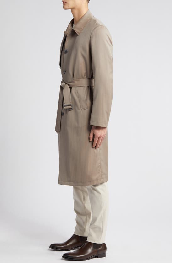 Shop Cardinal Of Canada Water Repellent Wool Coat In Khaki Herringbone