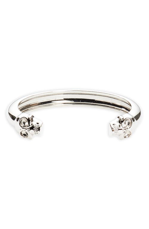 Shop Alexander Mcqueen Twin Skulls Cuff Bracelet In Palladio