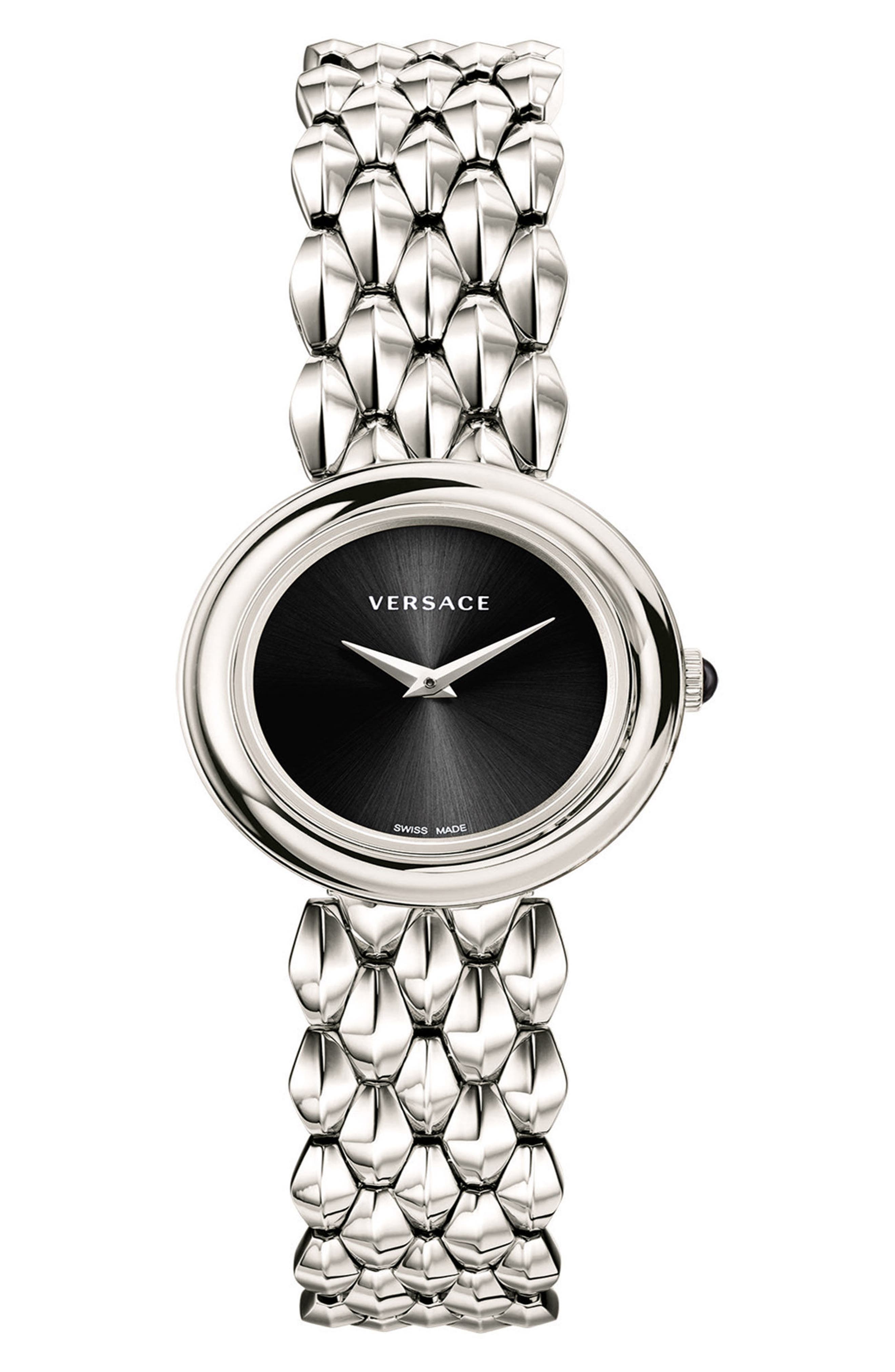 versace silver tone flare watch