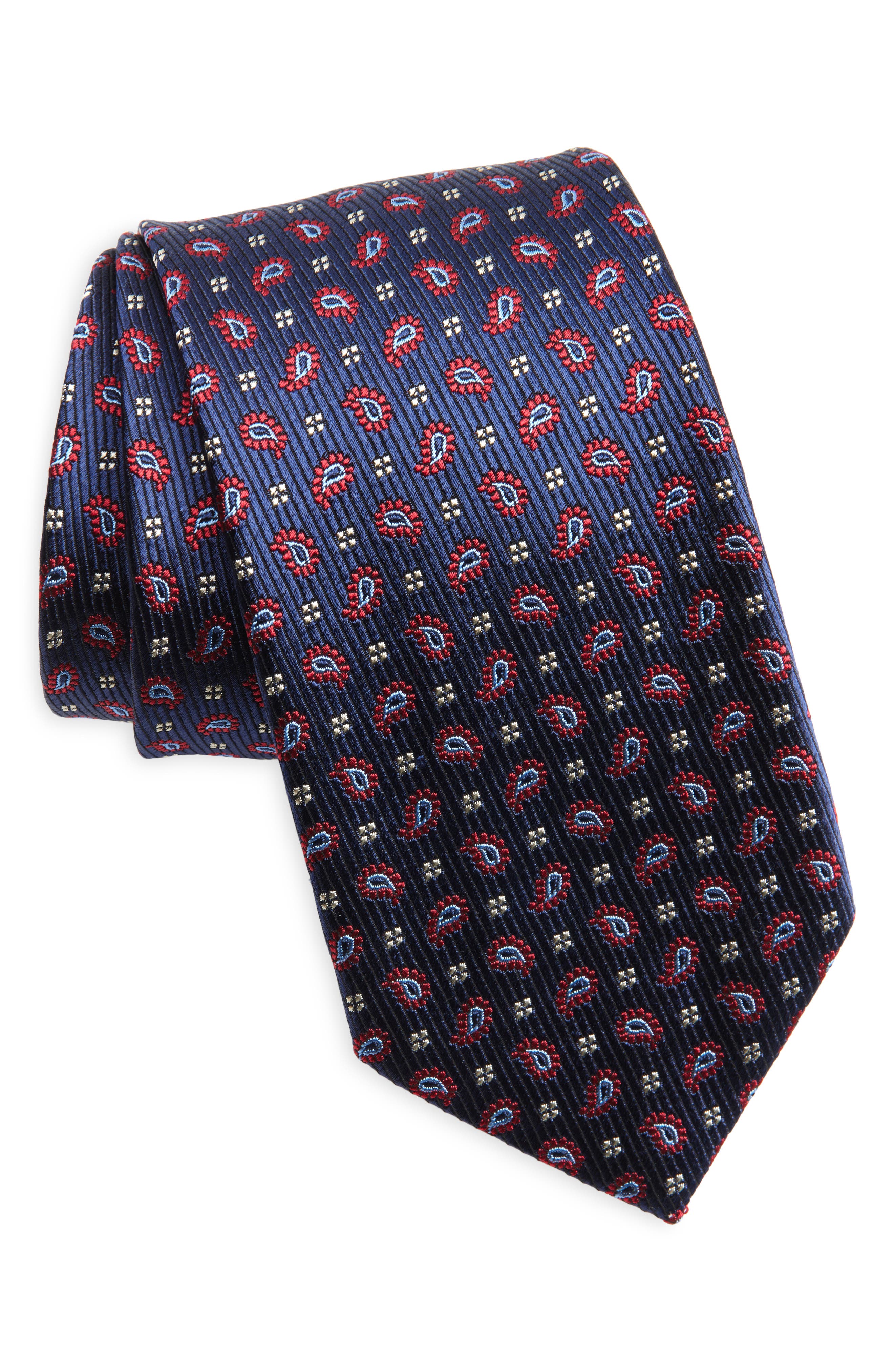 David Donahue Neat Silk & Cotton Tie in Navy Cover