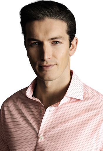 Slim Fit Semi-Cutaway Collar Non-Iron Floral Geo Print Shirt
