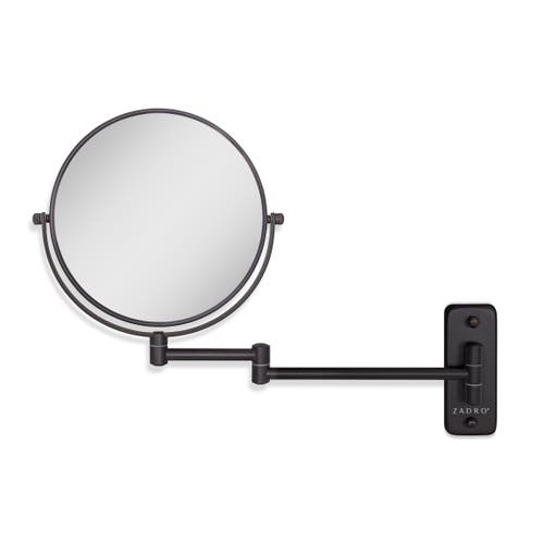 Zadro Wall Mounted Makeup Mirror With 8x/1x Magnifications In Black