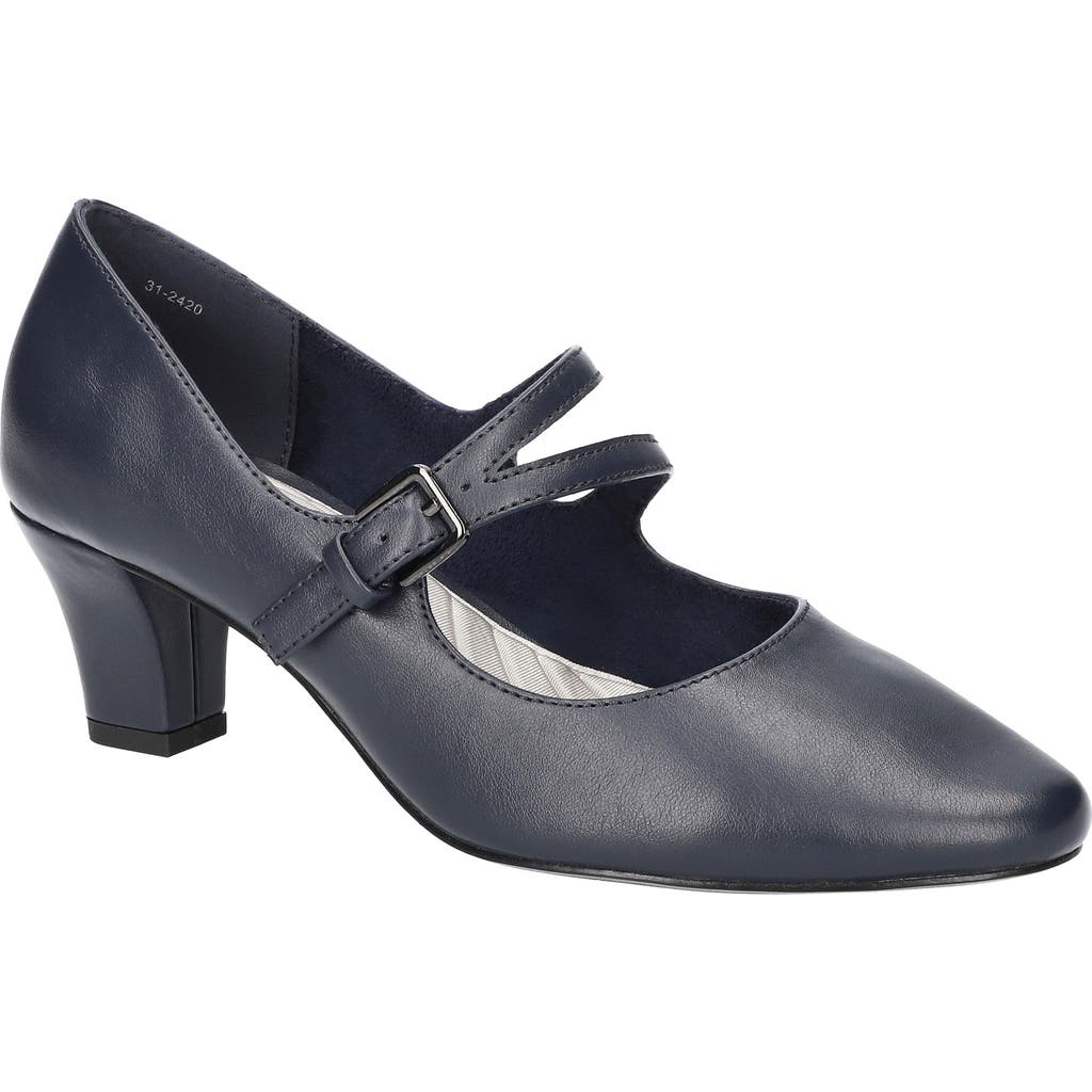 Easy Street 312420 Womens Adjustable Manmade Block Heels In Navy