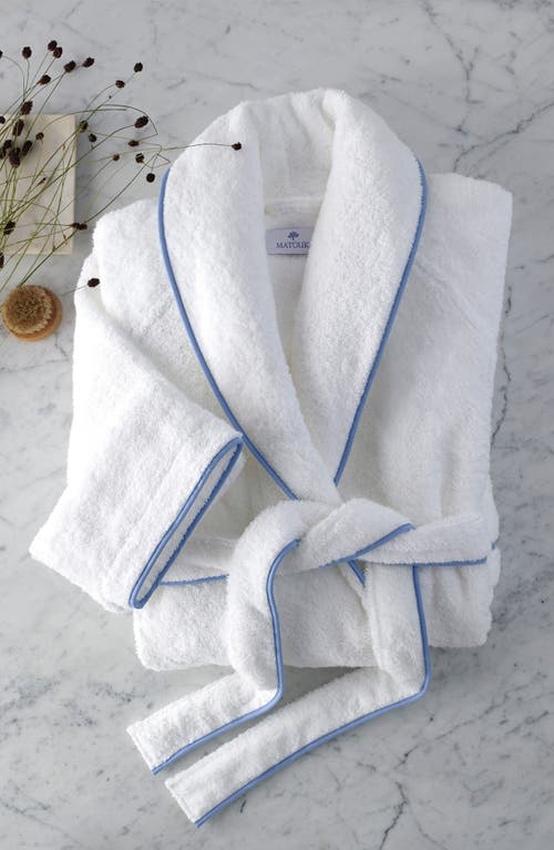 Matouk Cairo Terry Robe In White/azure