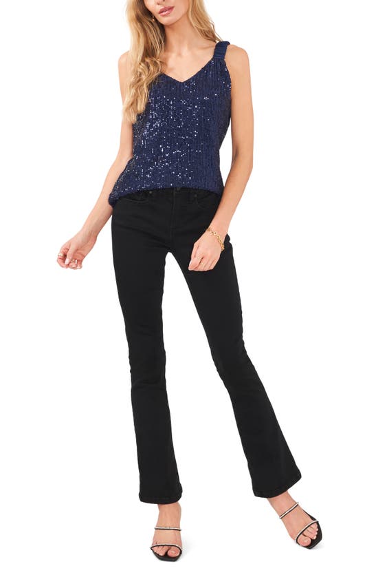 Shop Vince Camuto Sequin Satin Strap Tank In Classic Navy