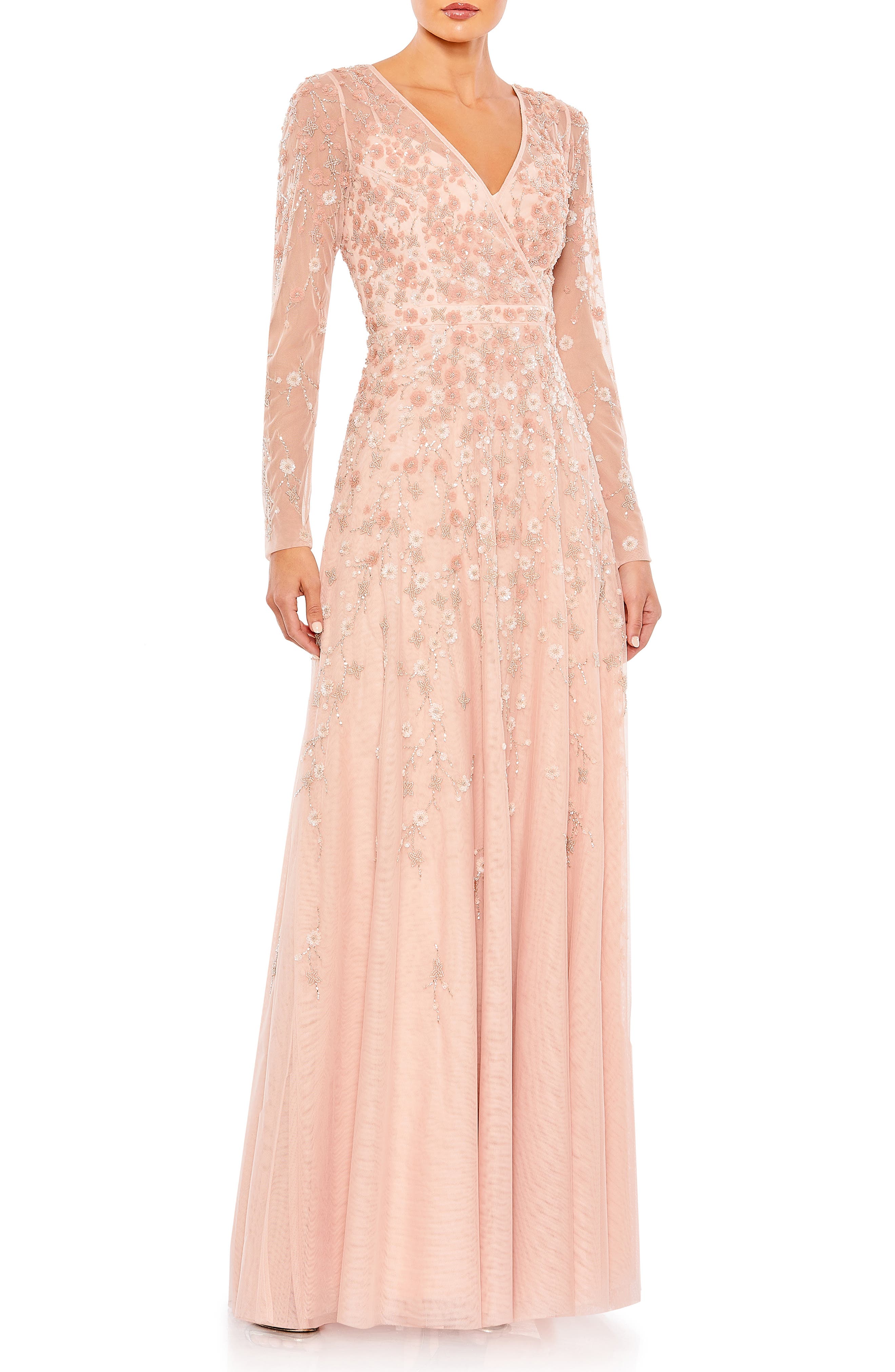Dobelove Women´s Long Sleeves Floral Embroidery A-line Evening Dress 割30%  ファッション