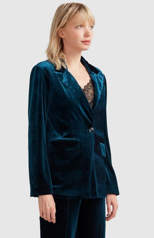 Belle & Bloom Eternity Velvet Blazer In Dark Teal