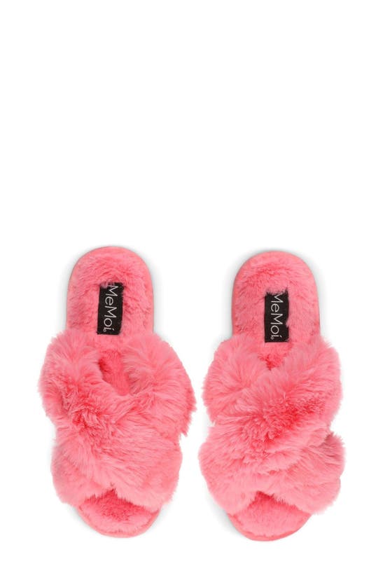 Shop Memoi Beverly Faux Fur Memory Foam Slipper In Disco Pink