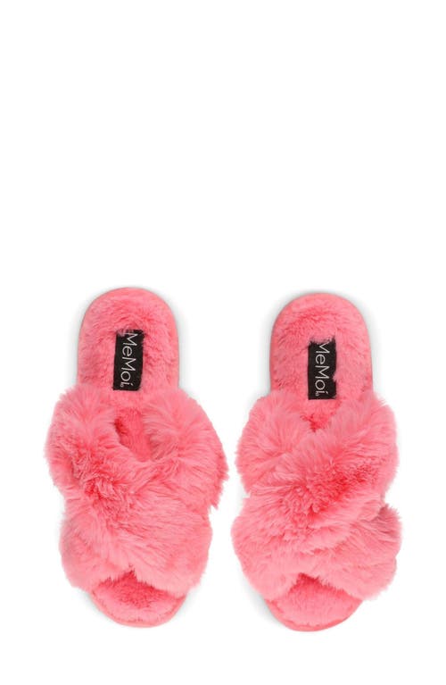 Beverly Faux Fur Memory Foam Slipper in Disco Pink