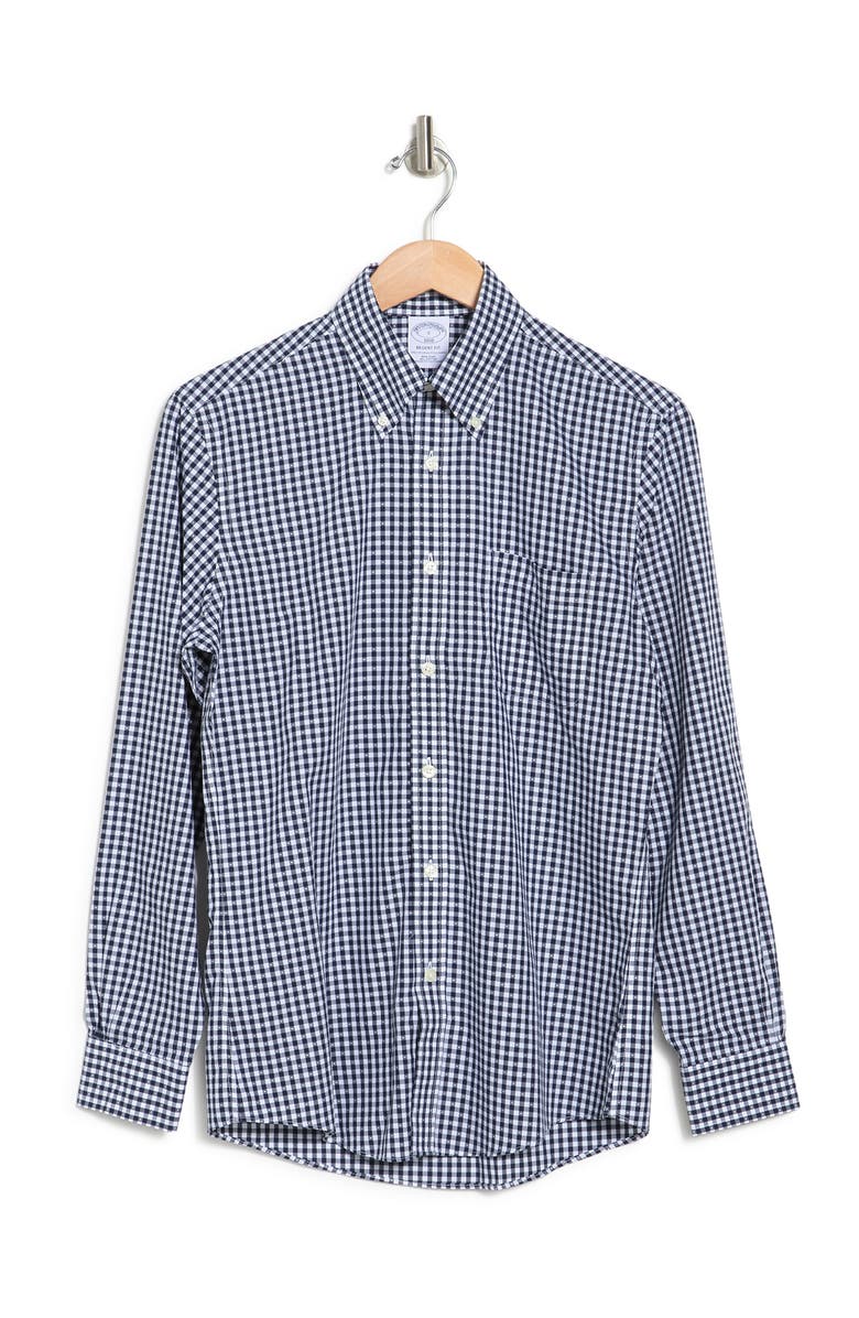 Brooks Brothers Gingham Dobby Print Long Sleeve Regent Fit Shirt ...