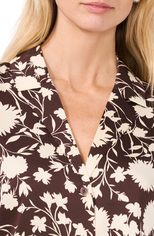 Shop Halogenr Halogen(r) Short Sleeve Button-up Camp Shirt In Black Coffee Bean Floral