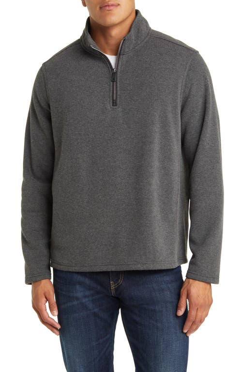 Brushed Knit Quarter Zip Pullover in Charcoal Heather