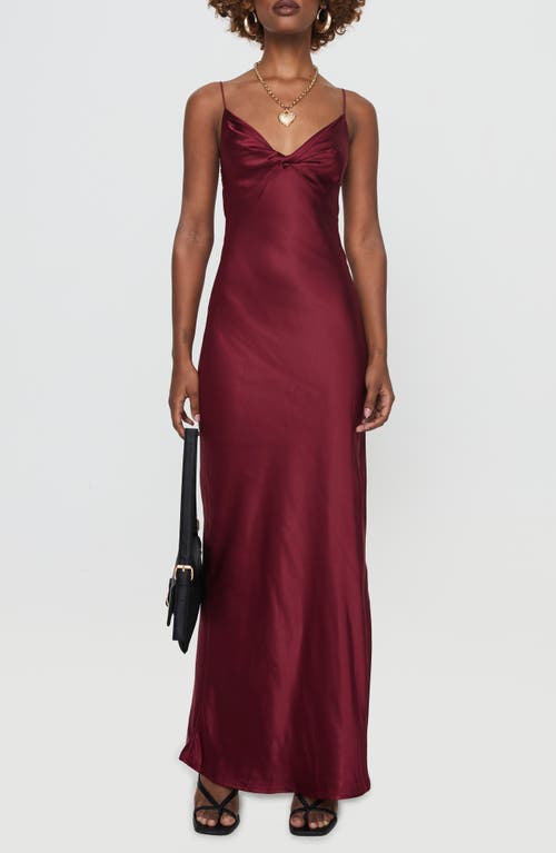Princess Polly Marilyn Front Twist Satin Dress In Dark Red