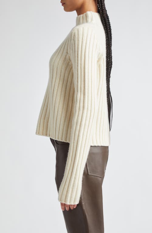 Shop Totême Toteme Wool & Cashmere Rib Funnel Neck Sweater In Snow