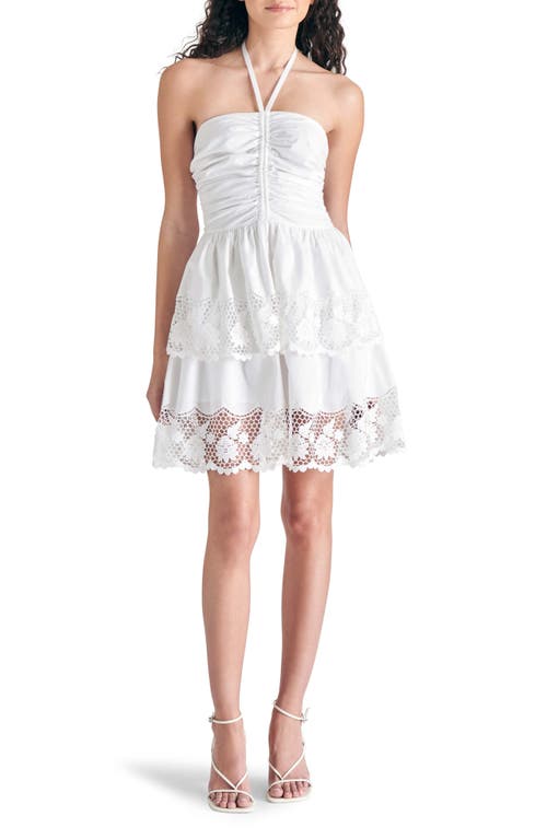 Robyn Layered Lace Ruffle Halter Dress in White