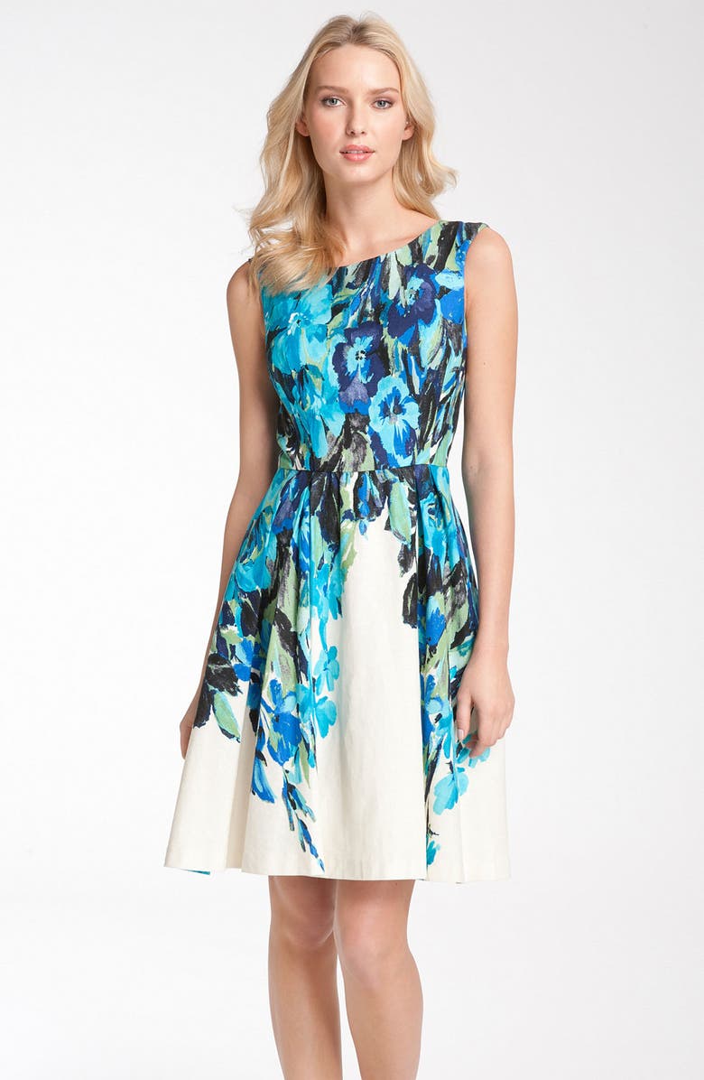 Donna Ricco Sleeveless Floral Print Linen Dress | Nordstrom