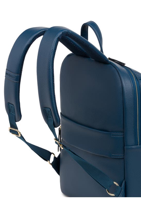 Shop Swissgear 9901 Faux Leather Laptop Backpack In Navy