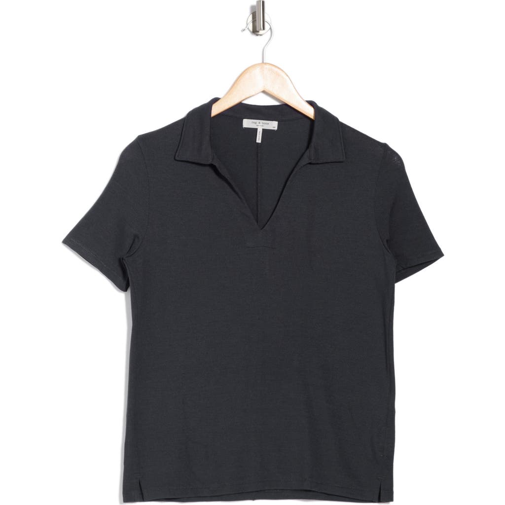 Rag & Bone Lea Modal Blend Polo In Black